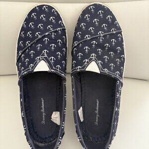 Tommy Bahama Navy and White Canvas Shoes Size 7.5